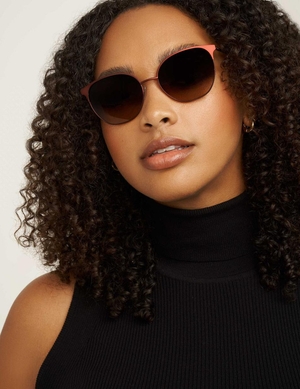 Taille moyenne Anne Klein Metal Round Sunglasses   | DSR-9829756